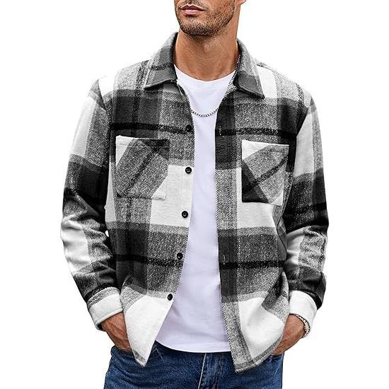 KZZ Fall Outfits Classic Menswear Flannel Shirts Casual