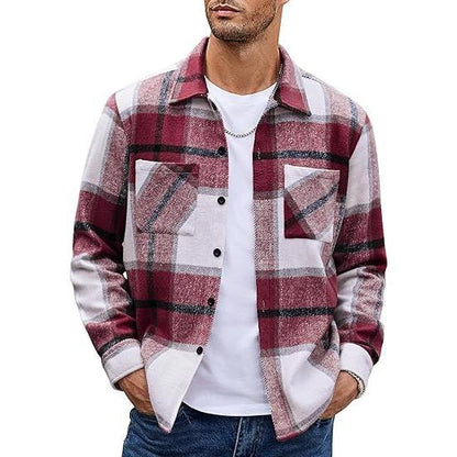 KZZ Fall Outfits Classic Menswear Flannel Shirts Casual