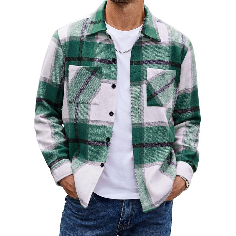 KZZ Fall Outfits Classic Menswear Flannel Shirts Casual