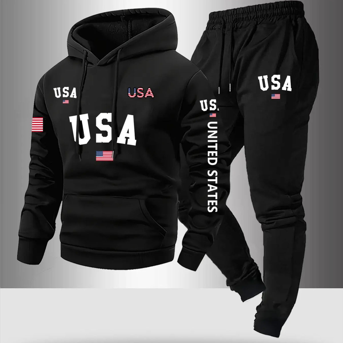 KZZ Men's Letter Print Hoodie Set