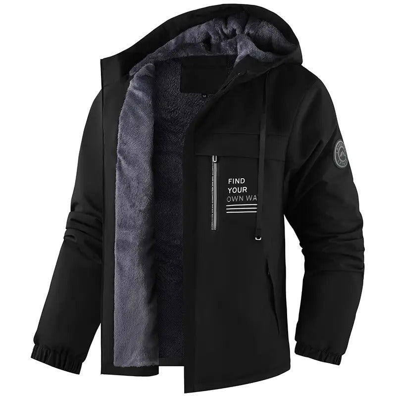 KZZ Men's slim-fit retro preppy style lamb fleece jacket