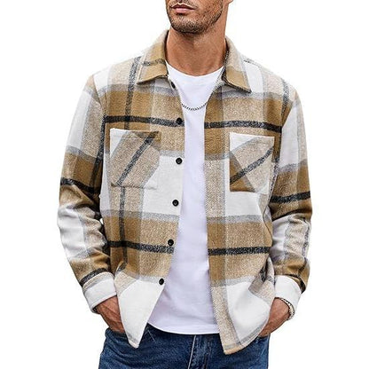 KZZ Fall Outfits Classic Menswear Flannel Shirts Casual