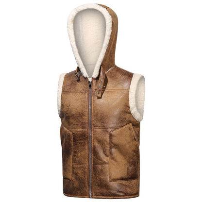 KZZ Men's Color-Block Printed Zip-Up Hooded Vest