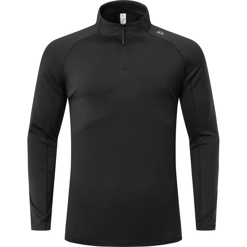 KZZ Men's Solid Half Zip Thumb Hole Design Sports Tee