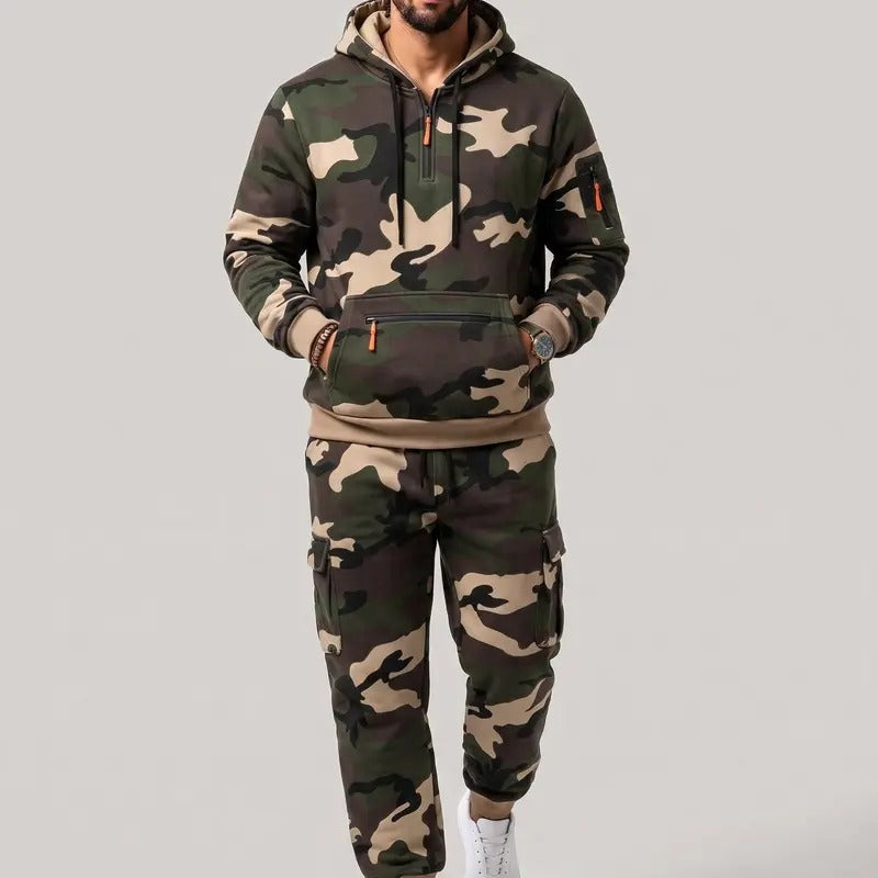 KZZ Men's two-piece camouflage tracksuit