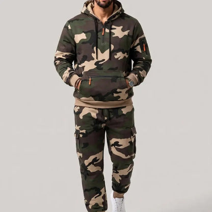 KZZ Men's two-piece camouflage tracksuit