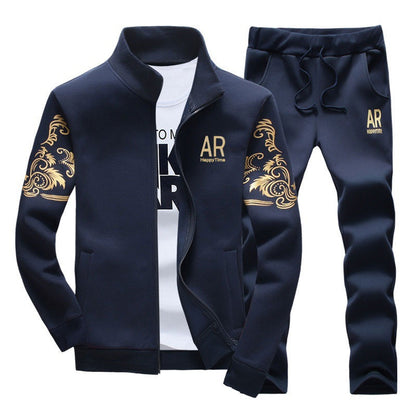 KZZ Everyday Casual Stand Collar Set Men's Fashionable Two-Piece All-Season Versatile