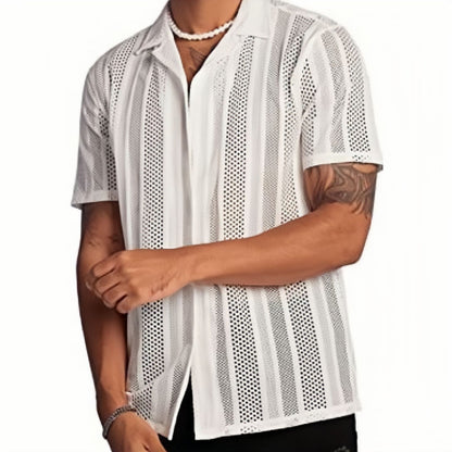 KZZ Men's Semi-Sheer Short-Sleeve Shirt