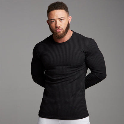 KZZ Slim Fit Knit Long Sleeve T-Shirt for Men