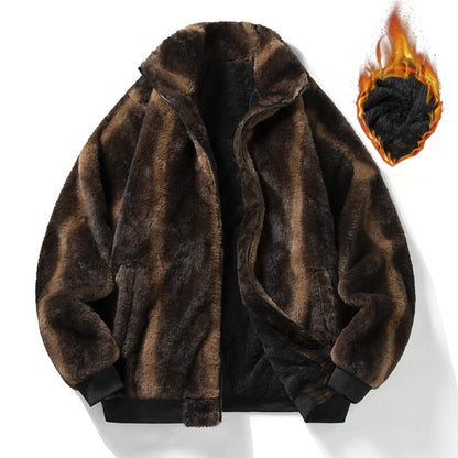 KZZ Men's Winter Mink Fur Coat Imitation Mink Velvet Thick Warm Short Jacket