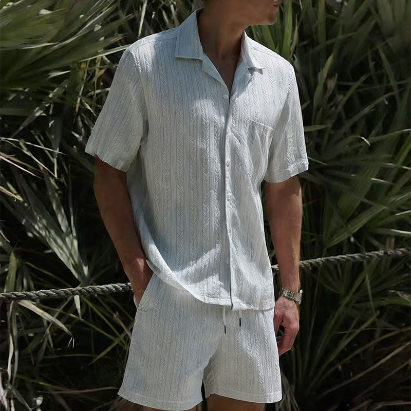 KZZ Men's Textured Knit Two-Piece Set