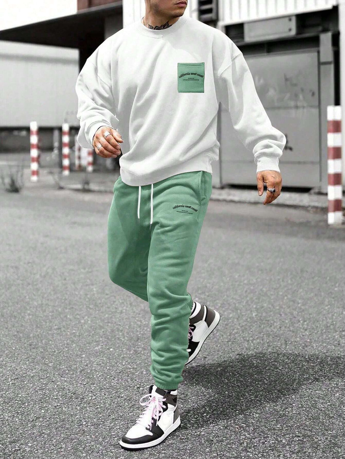 KZZ Crew-neck long-sleeve pullover and elastic-waist trousers