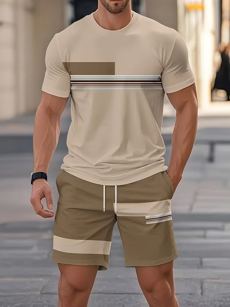 KZZ Men's short-sleeved shorts suit