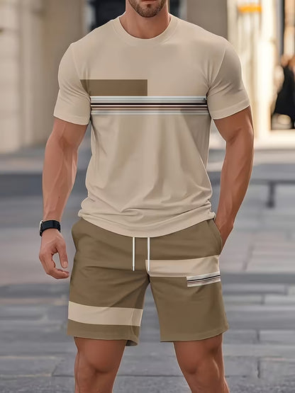 KZZ Men's short-sleeved shorts suit