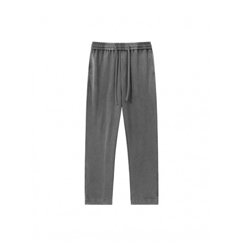 KZZ Men's Acid-Wash Solid Color Loose-Fit Casual Sweatpants