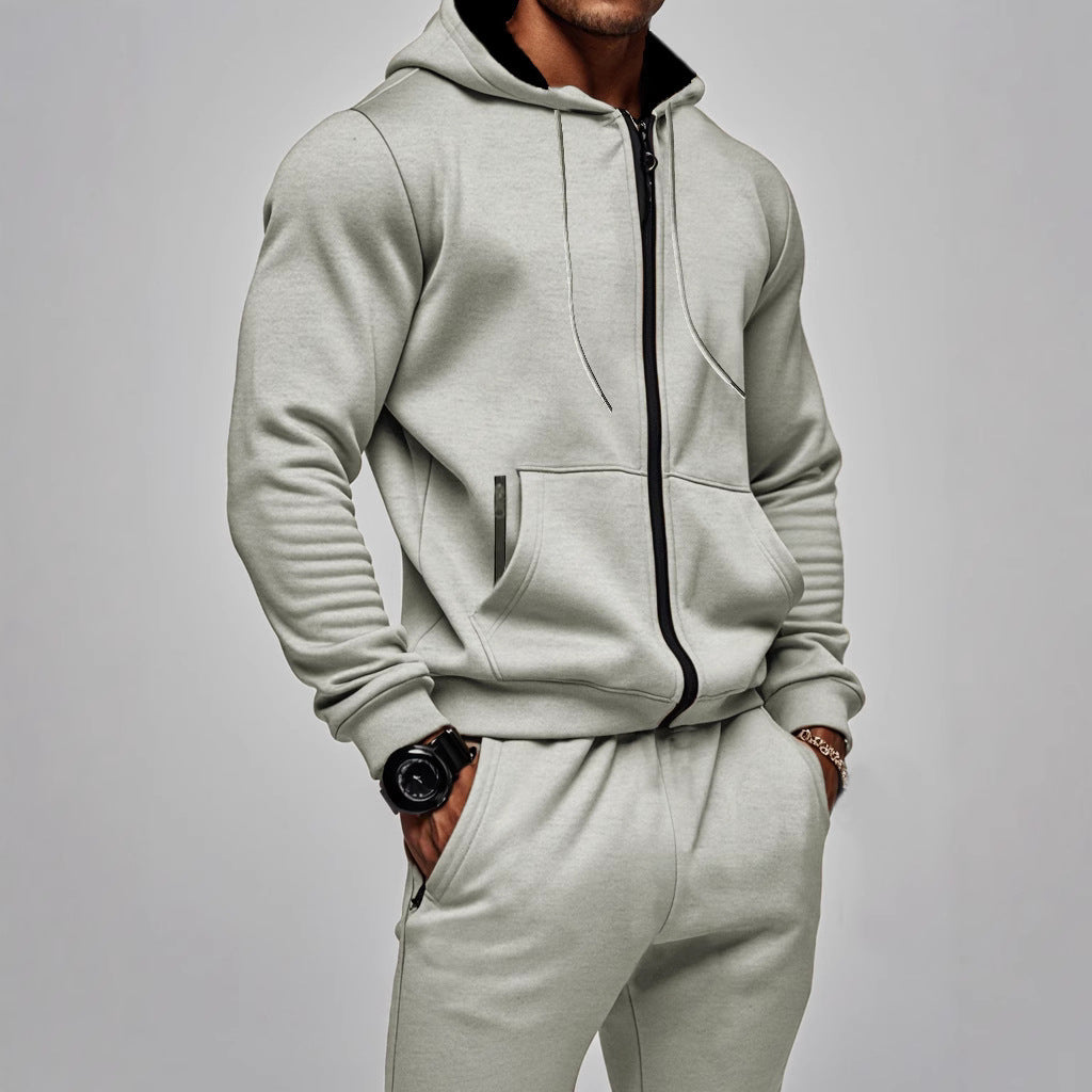KZZ Men’s Fleece Zip Hoodie & Jogger Sets