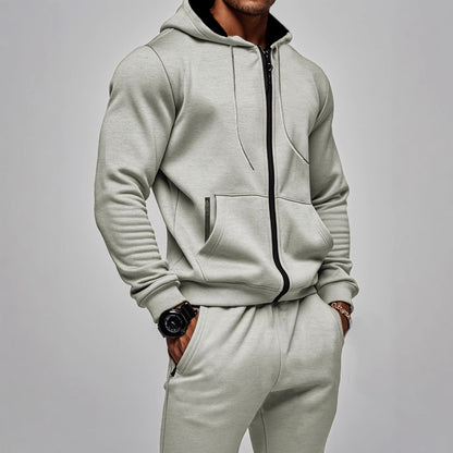 KZZ Men’s Fleece Zip Hoodie & Jogger Sets