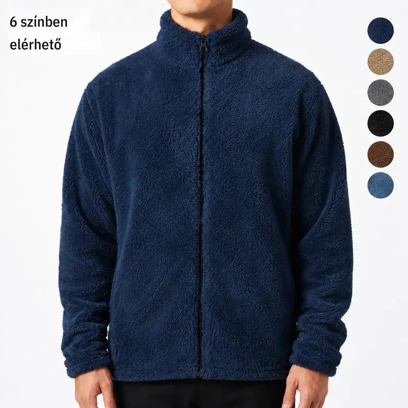 KZZ  Men's fleece stand-up collar full zip-up long-sleeved jacket