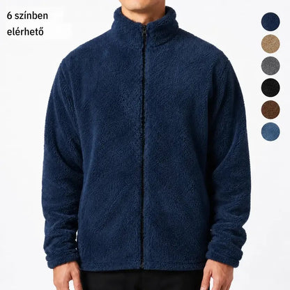 KZZ  Men's fleece stand-up collar full zip-up long-sleeved jacket
