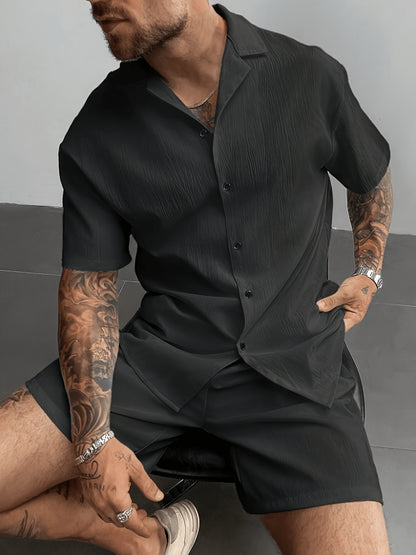 KZZ Men's Plus-Size Streetwear Two-Piece Set