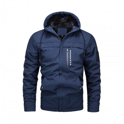 KZZMen's Heavyweight Full-Zip Hooded Jacket Windproof High-Quality Coat