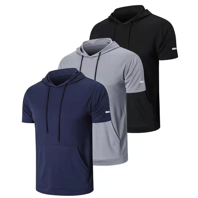 KZZ Men's solid color drawstring pocket hoodie