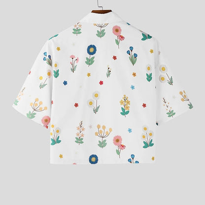 KZZ Men's Short-Sleeve Casual Floral Shirt