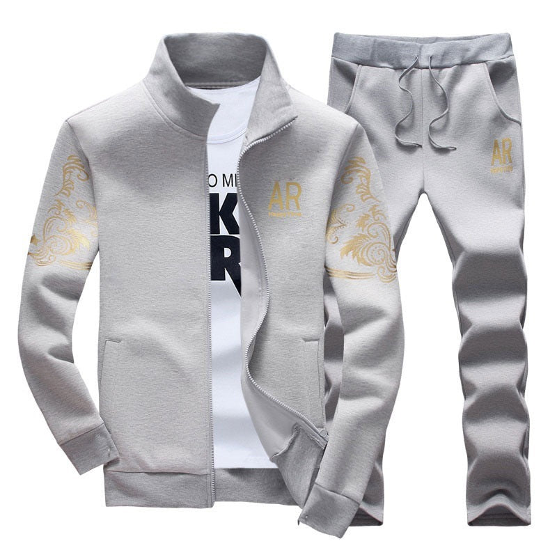 KZZ Everyday Casual Stand Collar Set Men's Fashionable Two-Piece All-Season Versatile