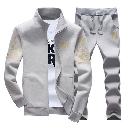 KZZ Everyday Casual Stand Collar Set Men's Fashionable Two-Piece All-Season Versatile