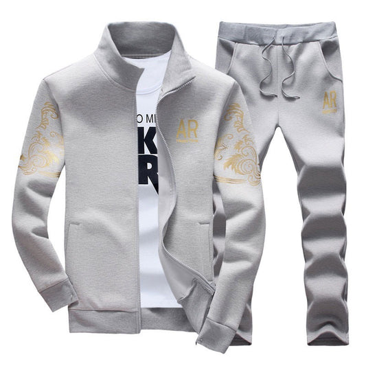 KZZ Everyday Casual Stand Collar Set Men's Fashionable Two-Piece All-Season Versatile