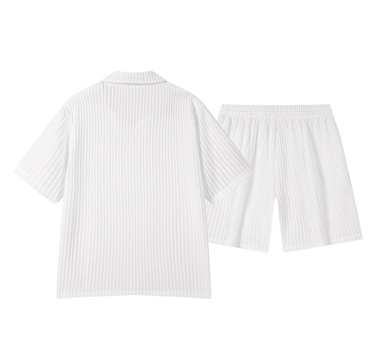 KZZ Short-Sleeve V-Neck Polo Top and Shorts Set