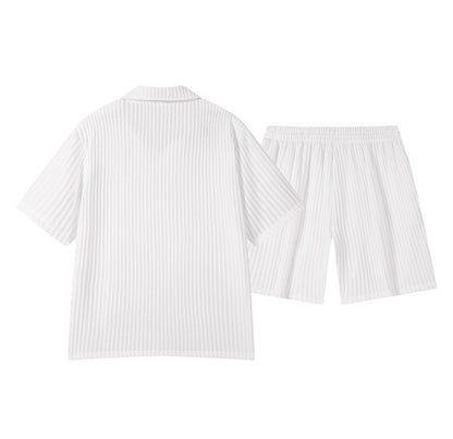 KZZ Short-Sleeve V-Neck Polo Top and Shorts Set