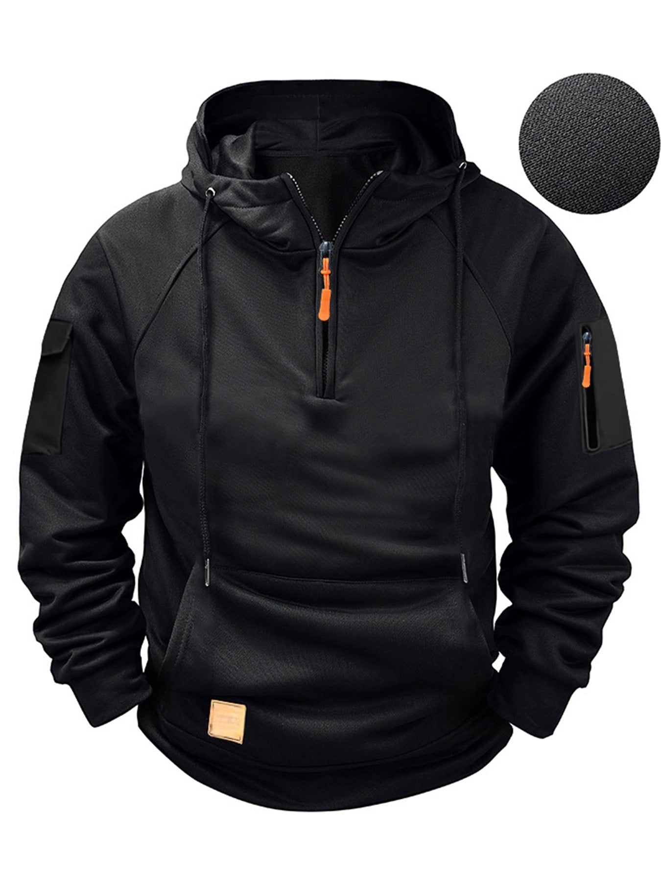 KZZ Men's Regular Fit Patched Pocket Drawstring Hoodie