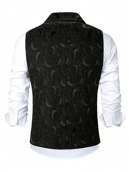 KZZ Men's Solid-Color Double-Breasted Suit Vest