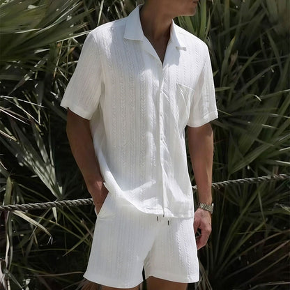 KZZ Men's Textured Knit Two-Piece Set