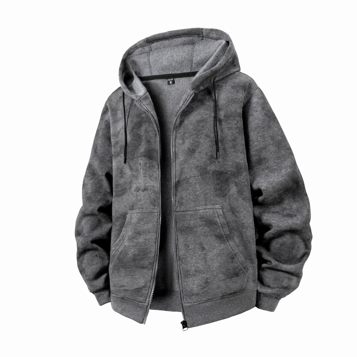 KZZ Plus-size warm full-zip hooded sweatshirt