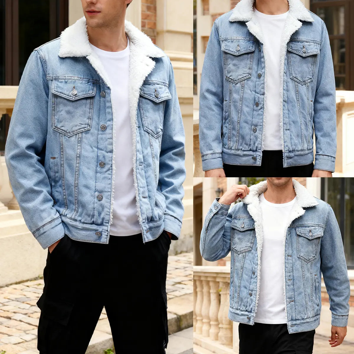 KZZ Men's Fleece Lined Denim Jacket Warm Winter Trucker Jacket