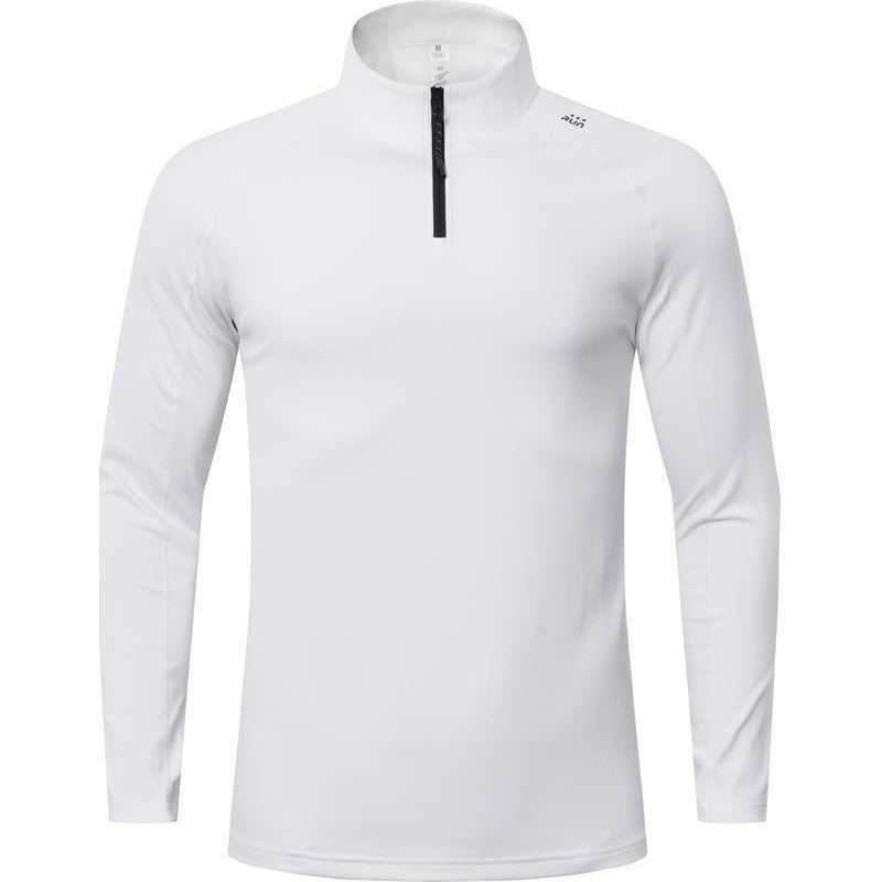 KZZ Men's Solid Half Zip Thumb Hole Design Sports Tee