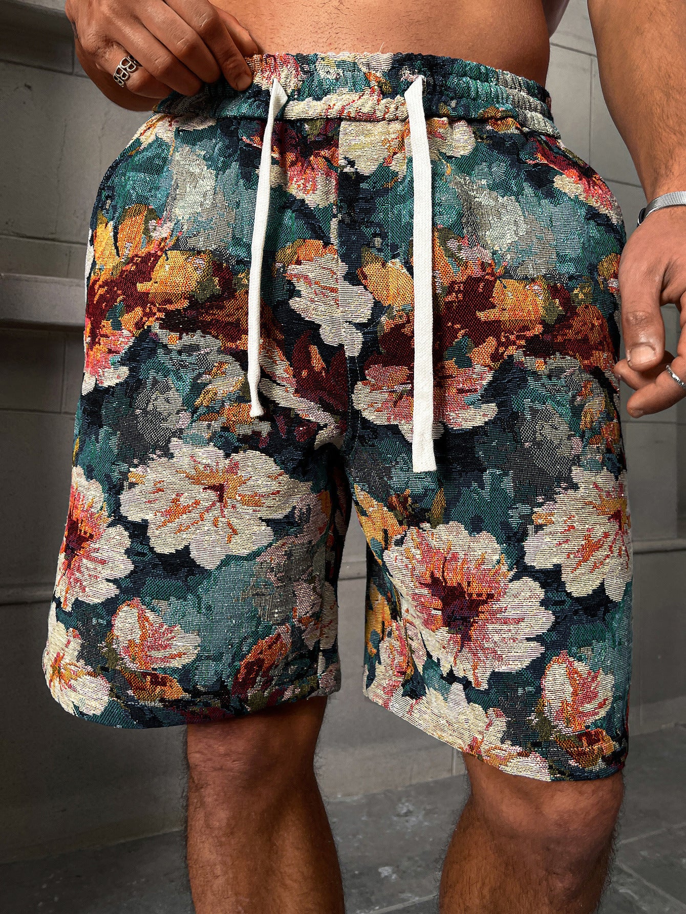 KZZ Retro floral brocade shorts