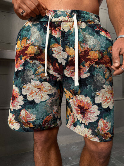 KZZ Retro floral brocade shorts