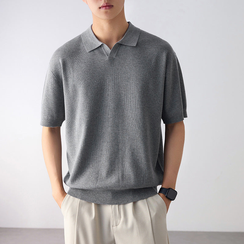 KZZ Short-Sleeve Summer Casual Pullover Polo Shirt