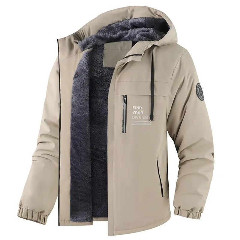 KZZ Men's slim-fit retro preppy style lamb fleece jacket