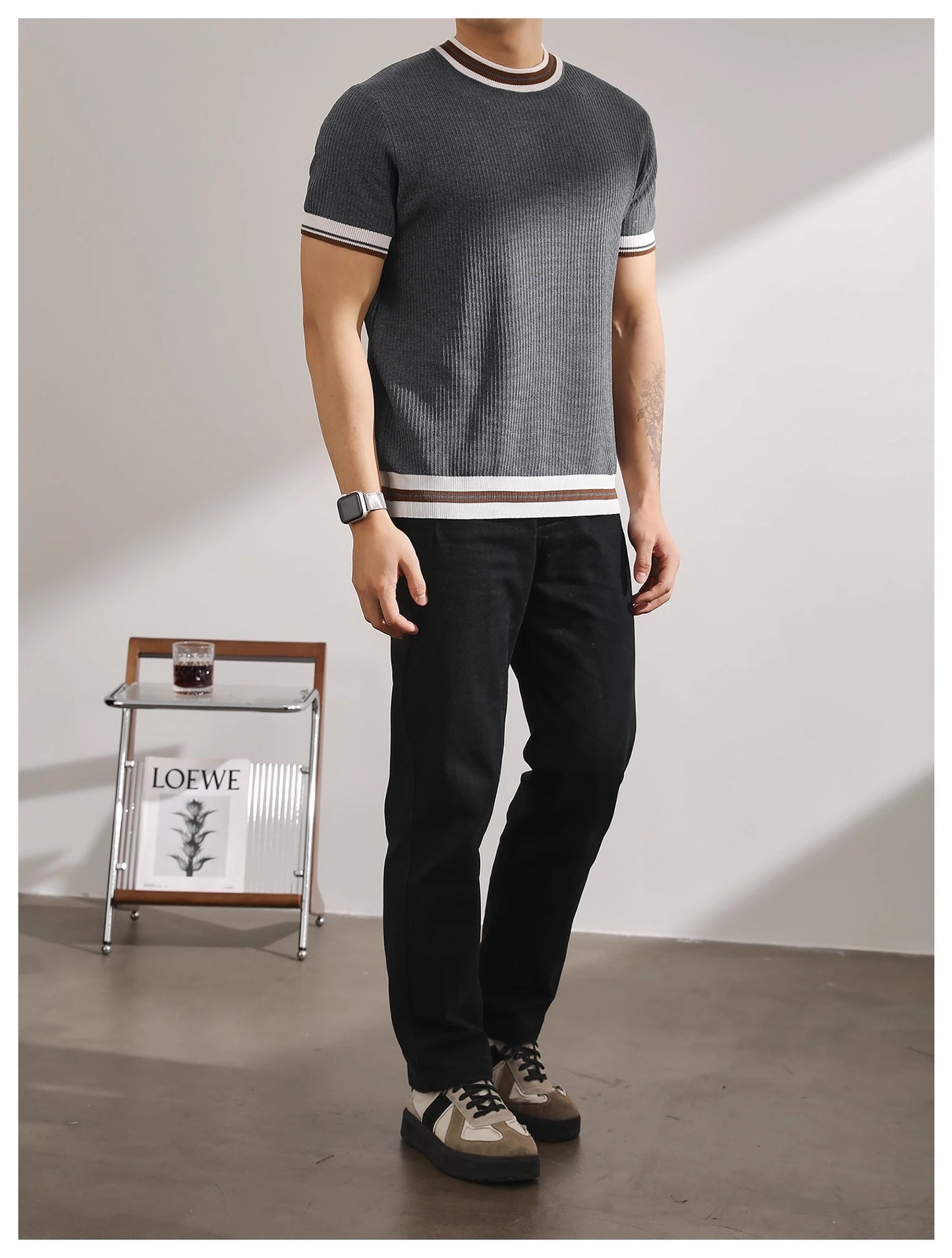 KZZ Casual Short-Sleeve Pullover Knit Top