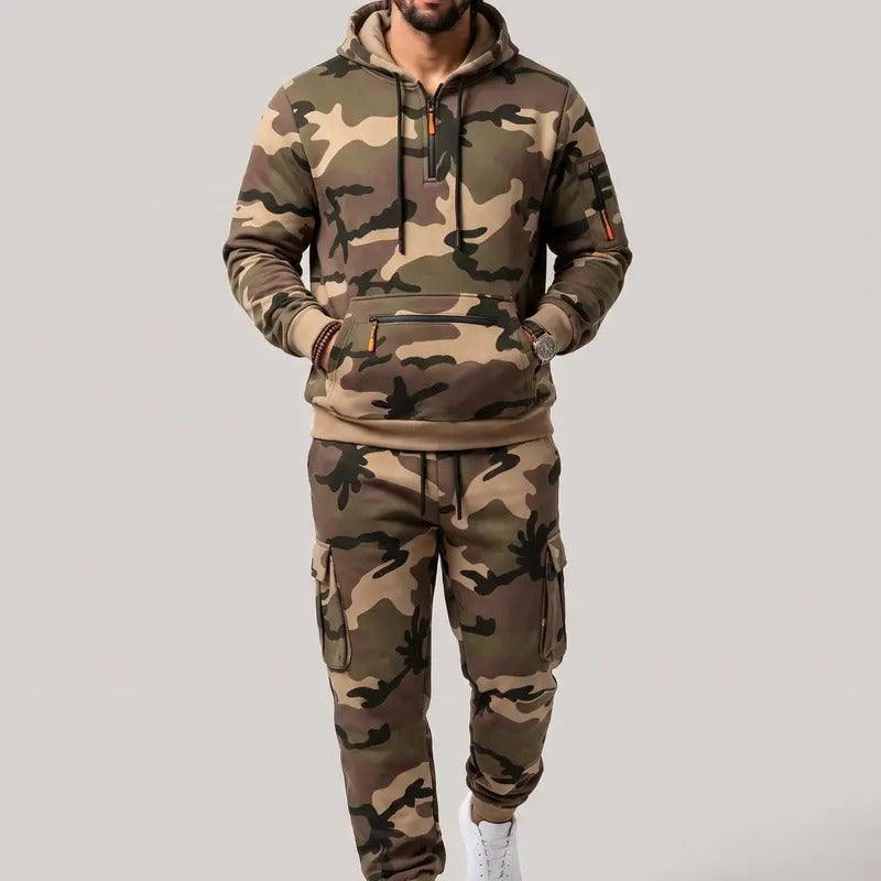 KZZ Men's two-piece camouflage tracksuit
