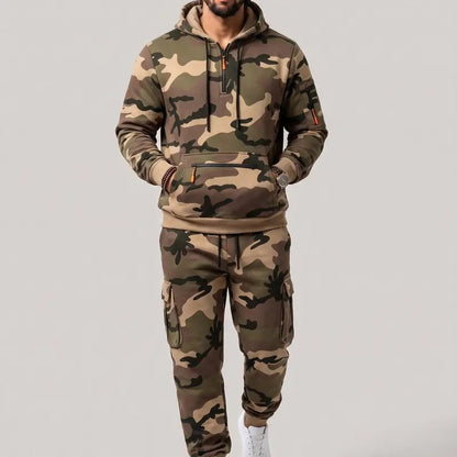 KZZ Men's two-piece camouflage tracksuit