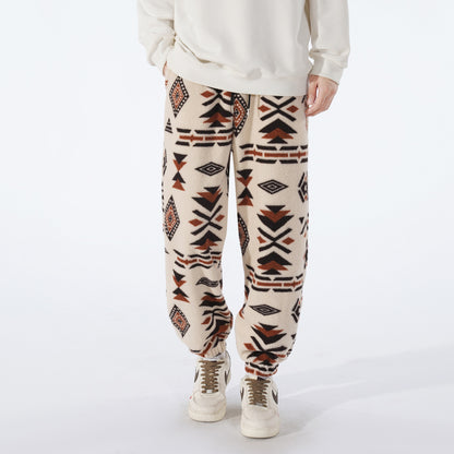 KZZ Men's Ethnic Pattern Drop Shoulder Zipper Sweatshirt