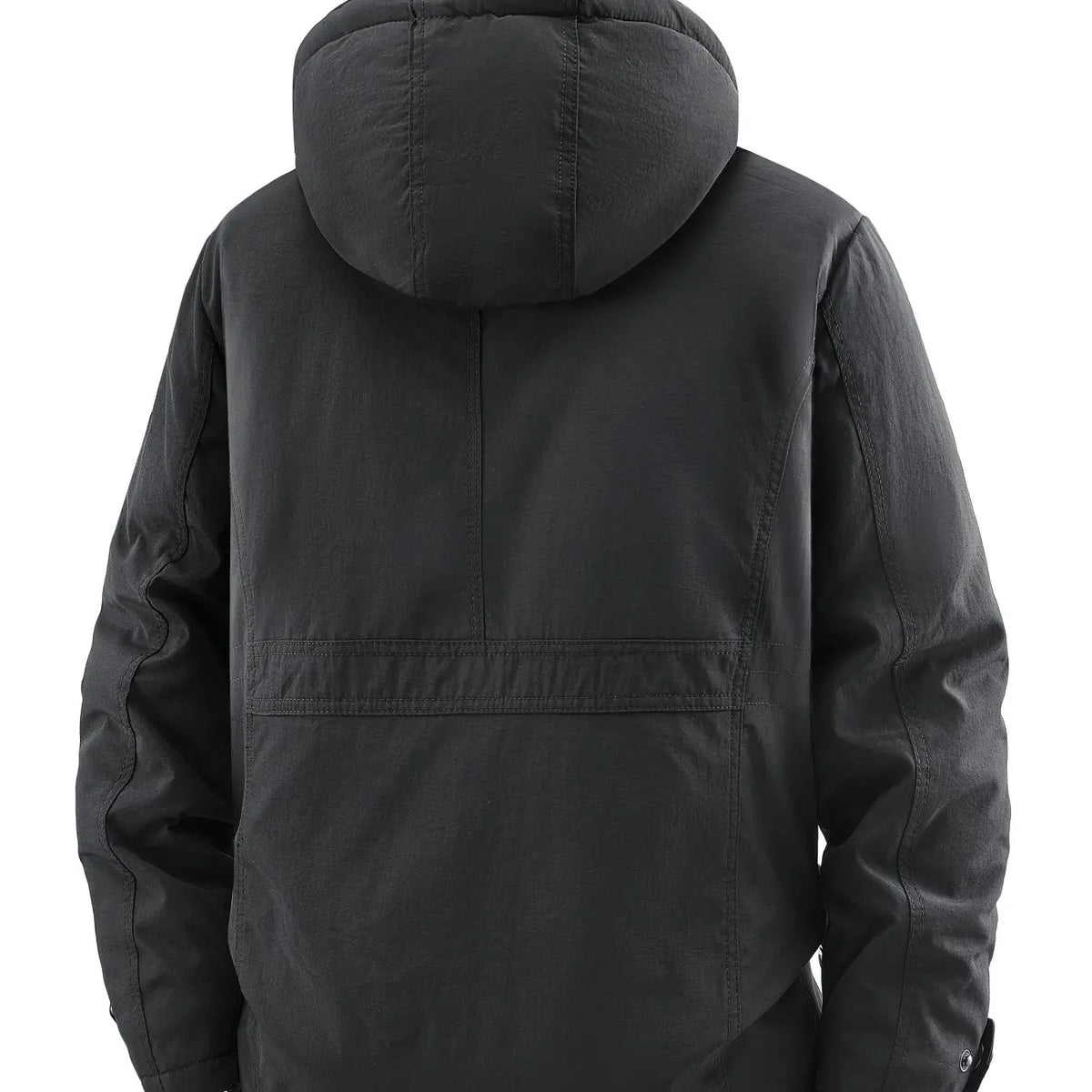 KZZ Men's winter fleece-lined hooded windbreaker