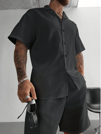 KZZ Men's Plus-Size Streetwear Two-Piece Set