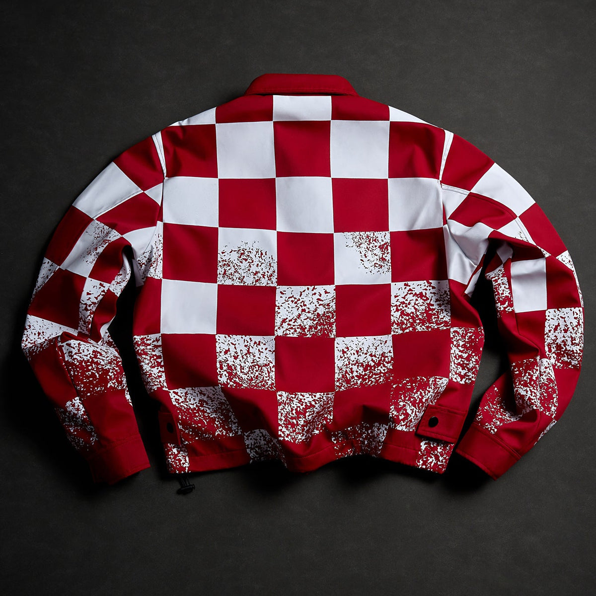 KZZ Men's red and white checkered bomber jacket