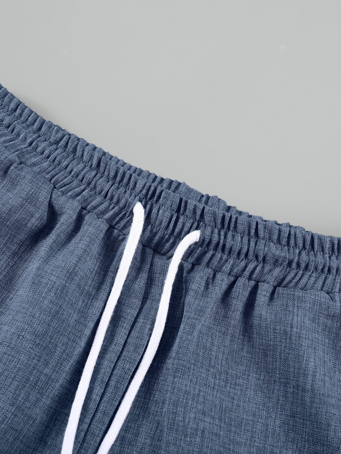 KZZ Men's Linen-Blend Two-Piece Loungewear Set